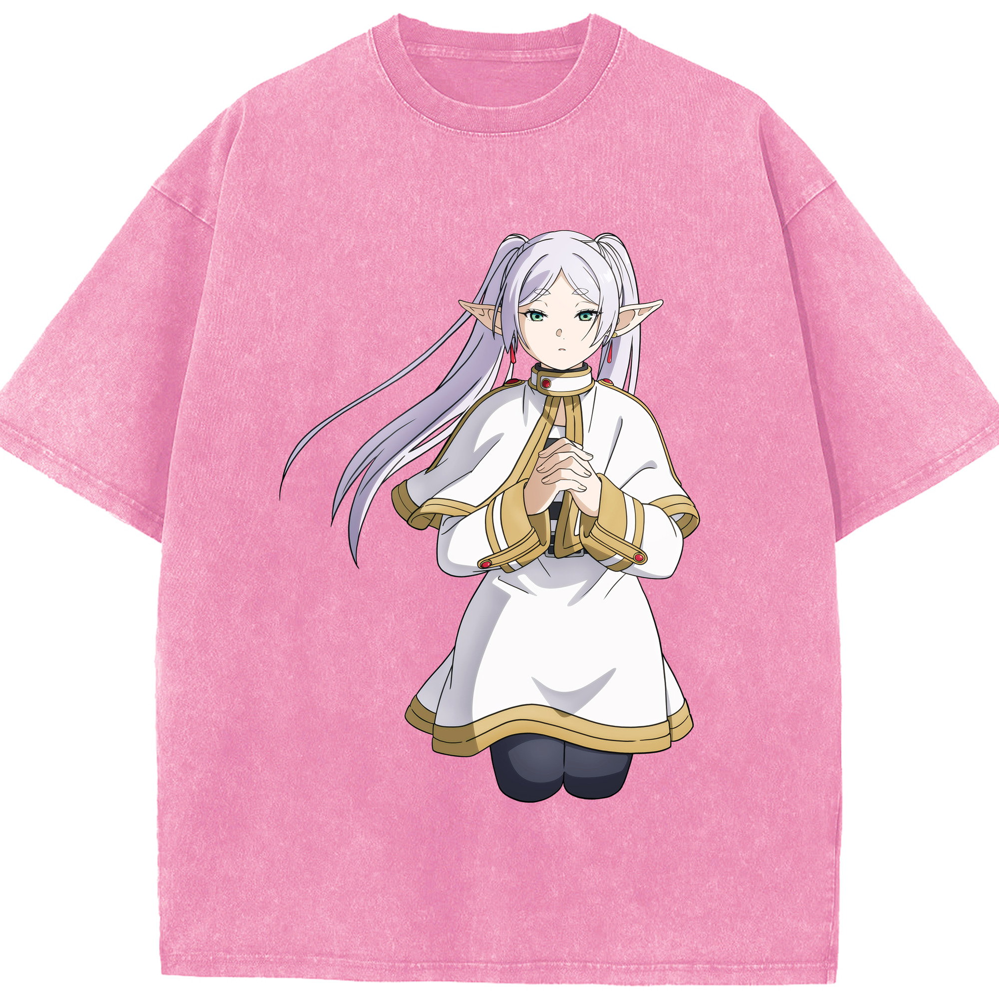 （画像用） 葬送のフリーレン Frieren 綿100% ヴィンテージ風 半袖Tシャツ（フロントプリント）